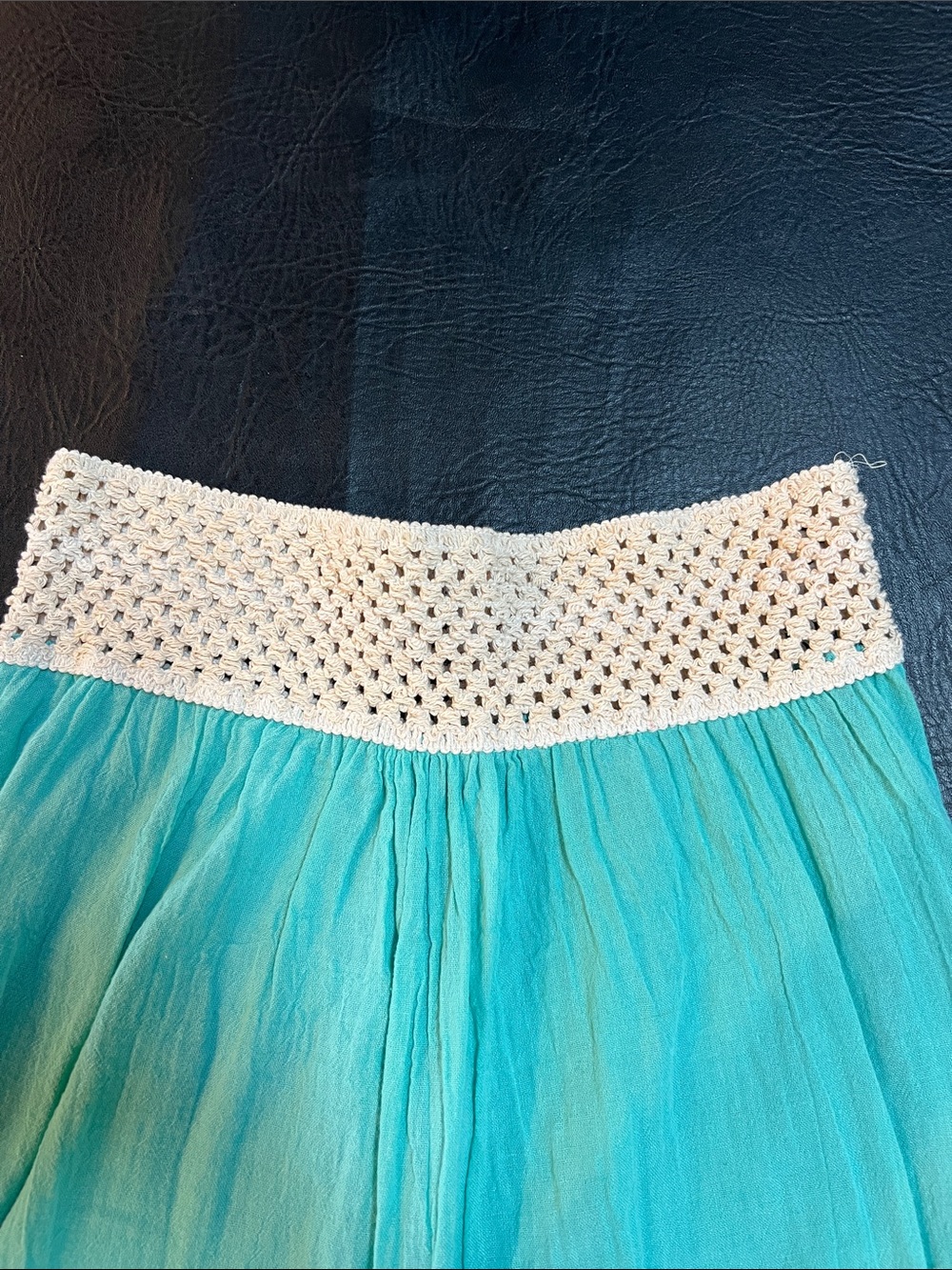 Women’s Turquoise Crochet-top Romper Shorts - Picture 2 of 6